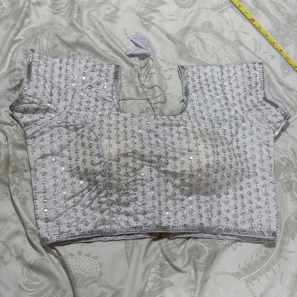 White Sequin Embellished Blouse